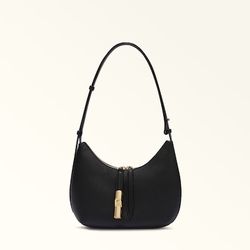  Cowhide Shoulder Handbag Black 