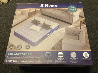 X Home Air Mattress Queen with Built-in Pump, 13" Inflatable Mattress with Dynamic Airflow Coil Technology for Indoor Camping, Guests, Portable Travel