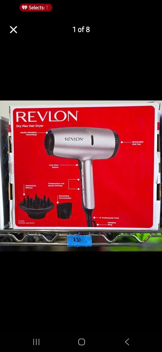 Revlon Dry Max 1875W Infrared Hair Dryer, Silver