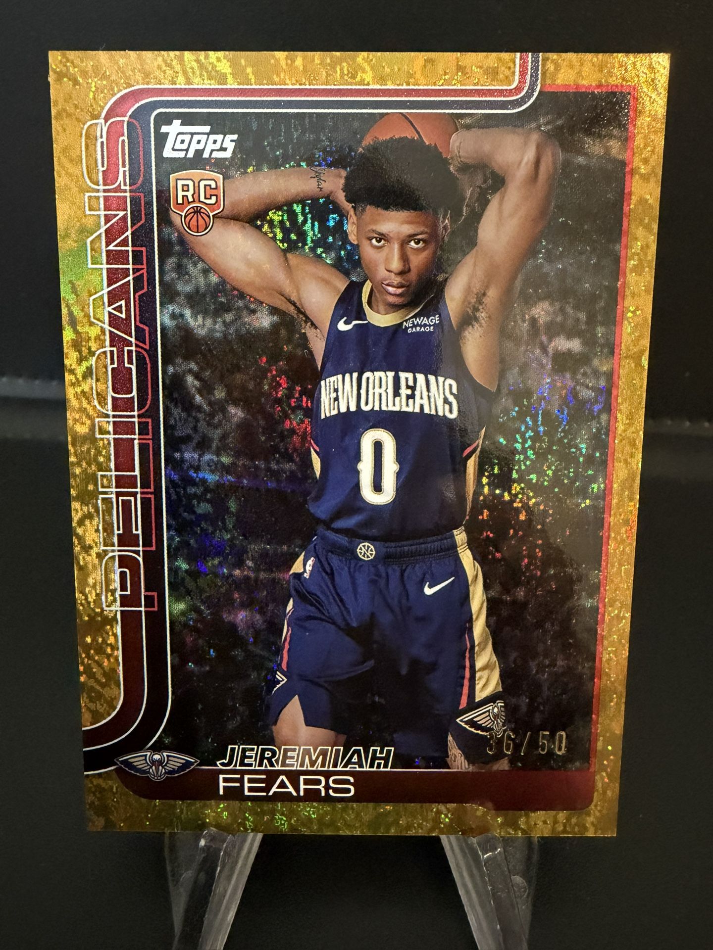 Jeremiah Fears Topps Flagship Gold Glitter Refractor Rookie /50