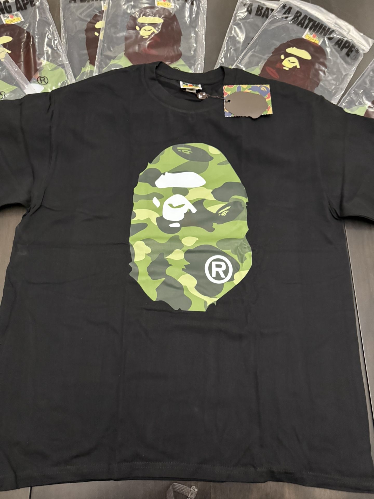 🦍 Ape Camo Ape Head Tee – Black/Green (Unisex)