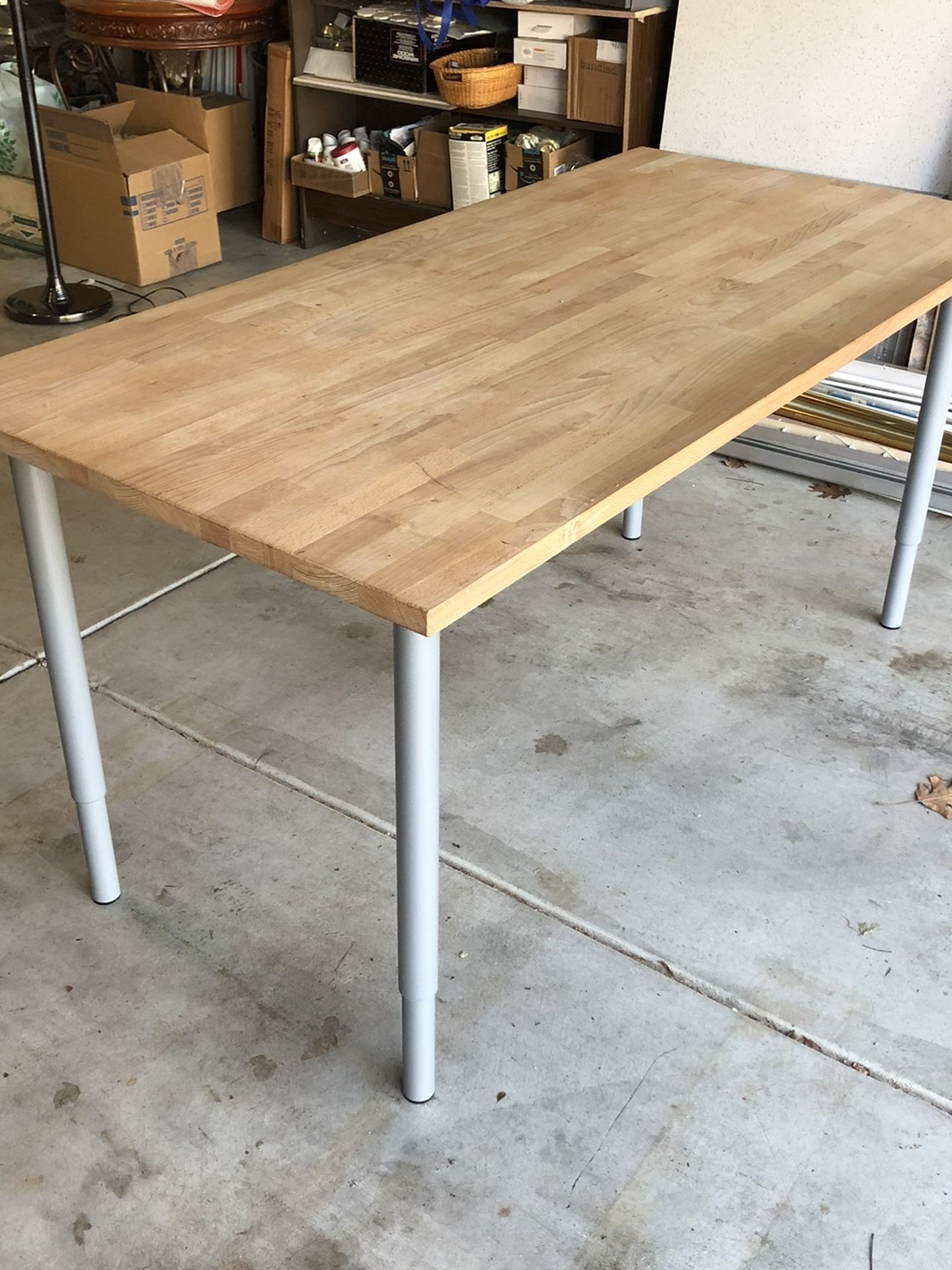 Ikea Gerton Desk Table - Solid Beach Wood With Adjustable Legs