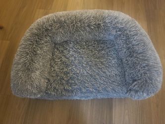 Fluffy Pet Bed Gray Plush, Gray Plush dog chair and a n extra dog bed