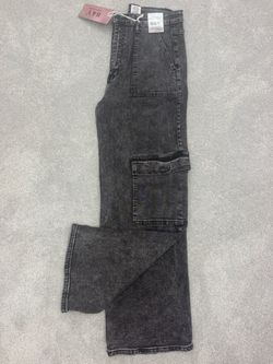 H&Y Cargo Denim Jeans Dark Gray Size 15/16