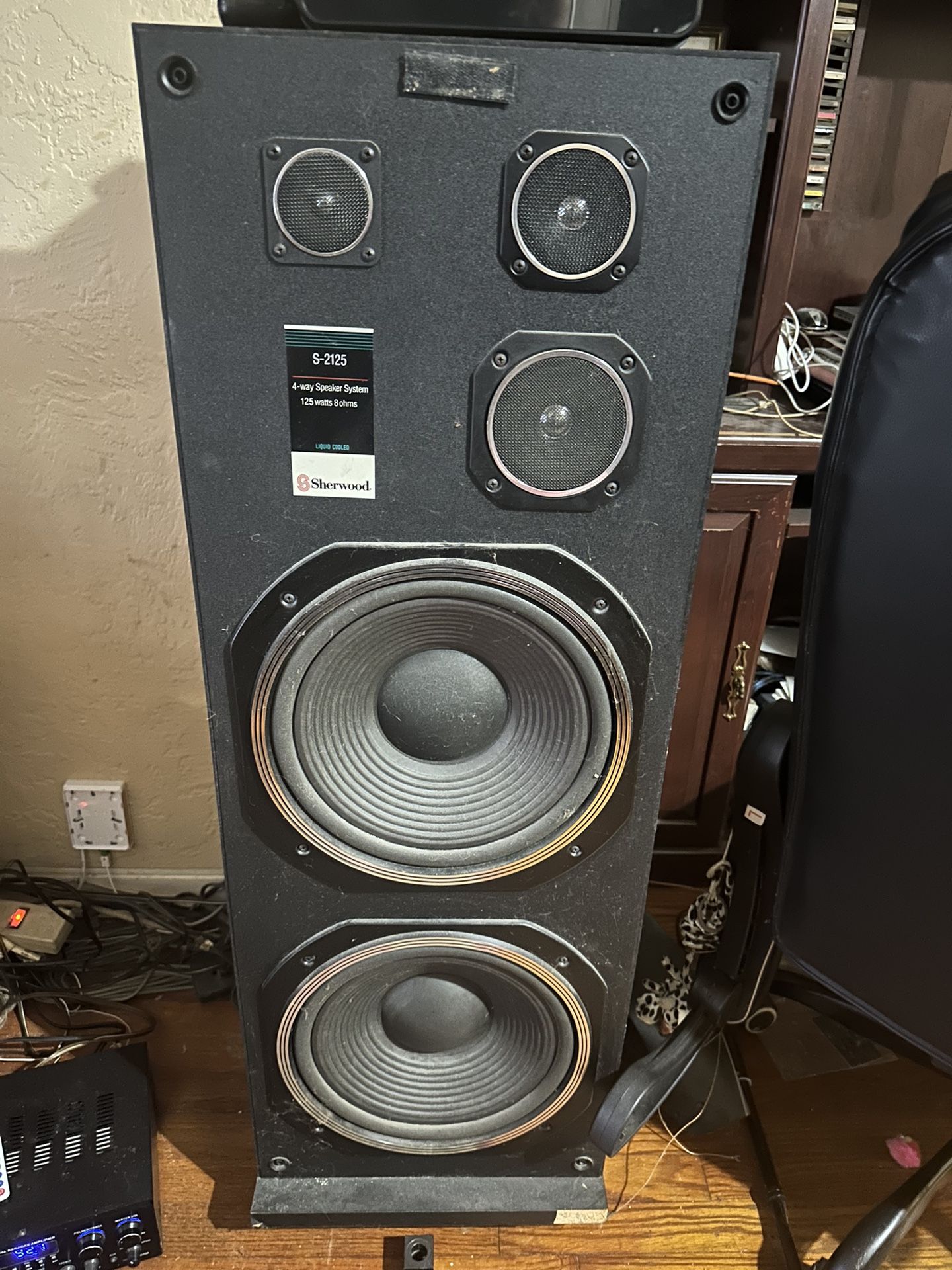 2 Sherwood Tower Speakers with covers