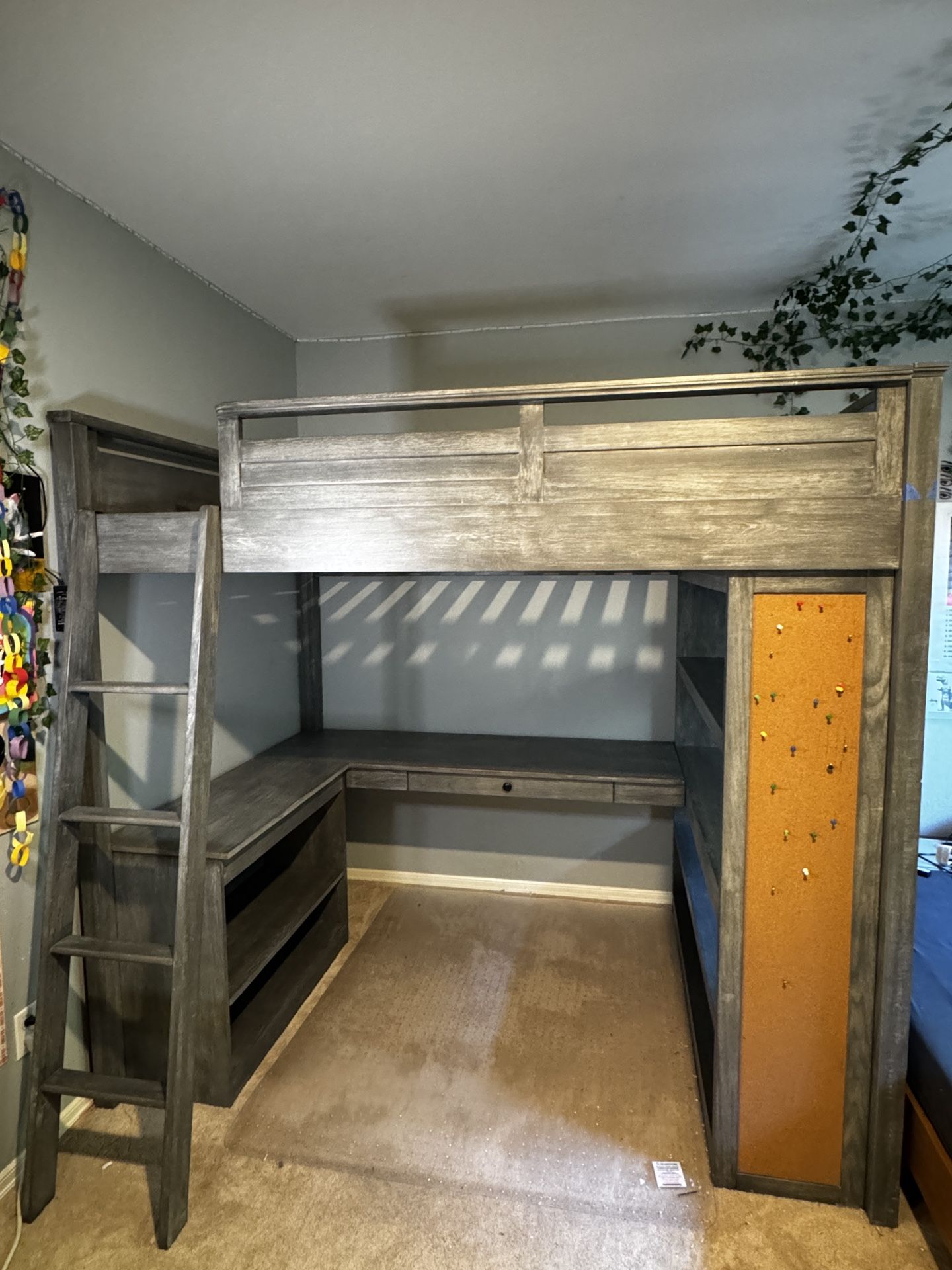 Pottery Barn Sleep & Study Full Size Bunk Bed Loft & Desk With Sealy Mattress