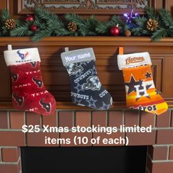 Cowboys Texans Astros Christmas Stockings Embroidered 