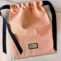 GUCCI Beauty pink peach makeup pouch cosmetic case drawstring bag pouch canvas

