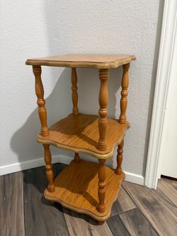 3-Tier Wood Side Table with Turned Legs