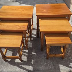 Beautiful Golden Oak Color Wooden Nesting Tables/End Tables Set Of 2 Indonesia