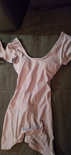 Set of 2 OFAK Women's Mauve Short Sleeve Open Back Dance Rompers / Unitards
