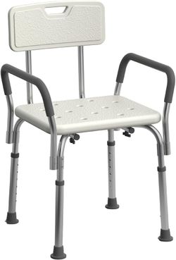 Medline Shower Chair with Backrest and Padded Armrests - 350 lb. capacity