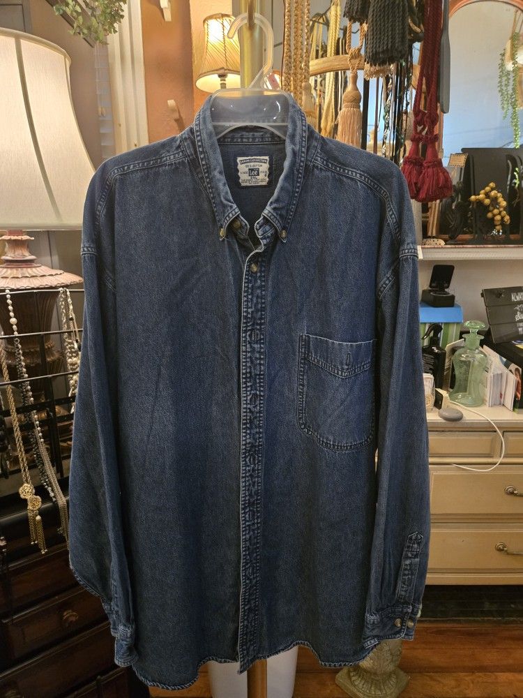 MT# 1001 MEN'S 2X, DENIM COLLECTION 100% COTTON BUTTON DOWN SHIRT 