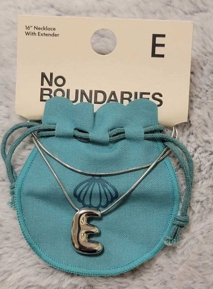 Silvertone Initial Bubble Letter E Necklace $5.00 (One Available)