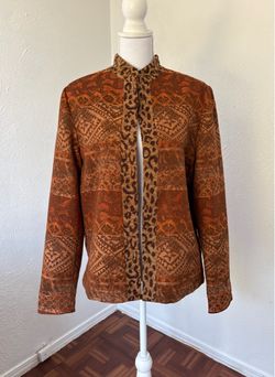 Vintage Coldwater creek jacquard brown & orange tapestry jacket size PL