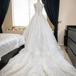 Wedding Dress With Veil & Free Gift SWAROVSKI Crystal Wedding Tiara