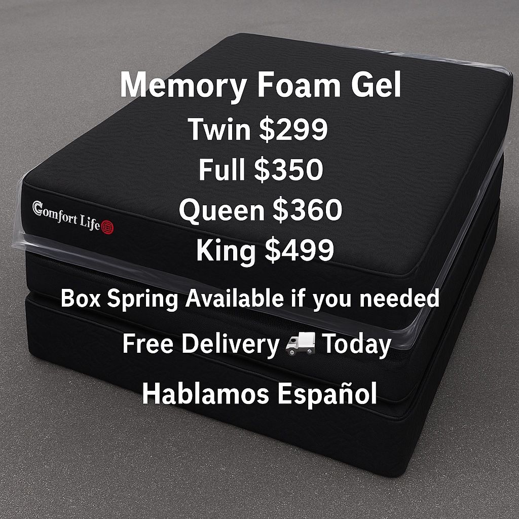  🛌 Queen Memory Foam Gel + Box Spring – Free Delivery Today