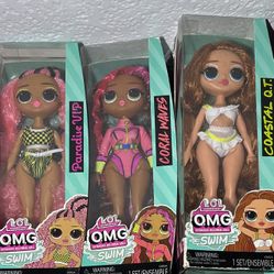 LOL Surprise OMG SWIM Dolls Paradise VIP Coral Waves Costal QT Set Of 3 Lot NEW