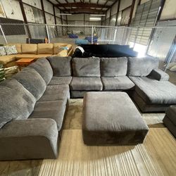 Large Ashely Furniture Sectional With Ottoman