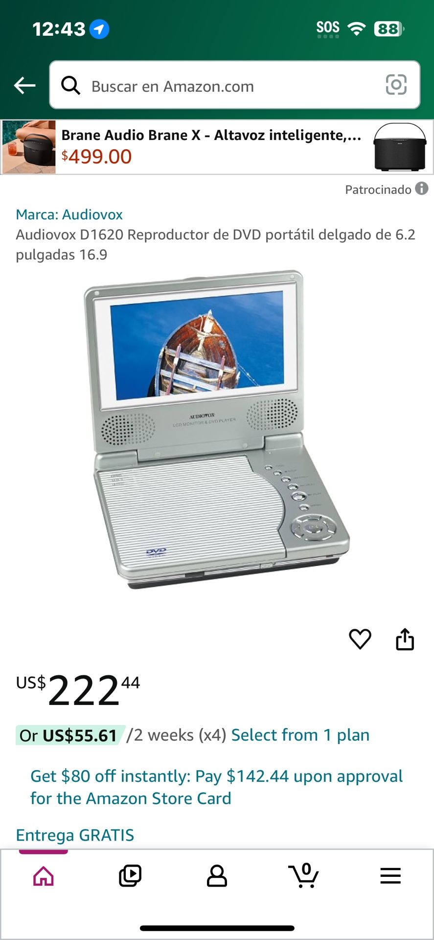 Audiovox D1620 Portable DVD Player