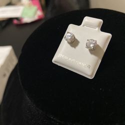 Diamond Zirconia Silver Earrings 