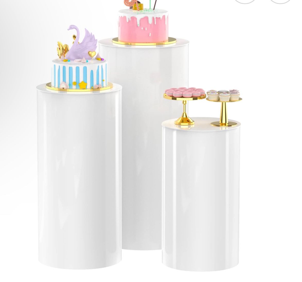 White cylinder pedestal stand