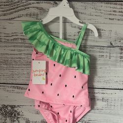 NWT Jumping Beans Watermelon Ruffle two piece swimsuit size 12 months