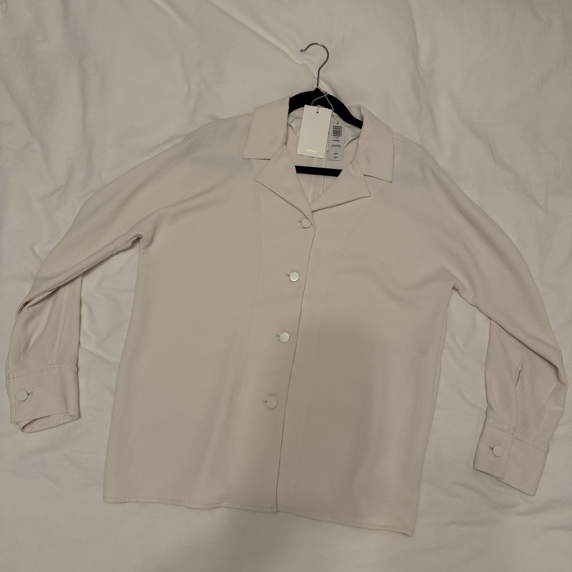 $150 ARITZIA WILFRED Rondel Shirt Jacket XS Light Birch Cream Ivory White Overshirt