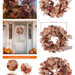 Enhance your home holiday decor with this stunning autumn oak leaves wreath. Featuring a blend of brown and cream colors, this wreath adds a touch of 