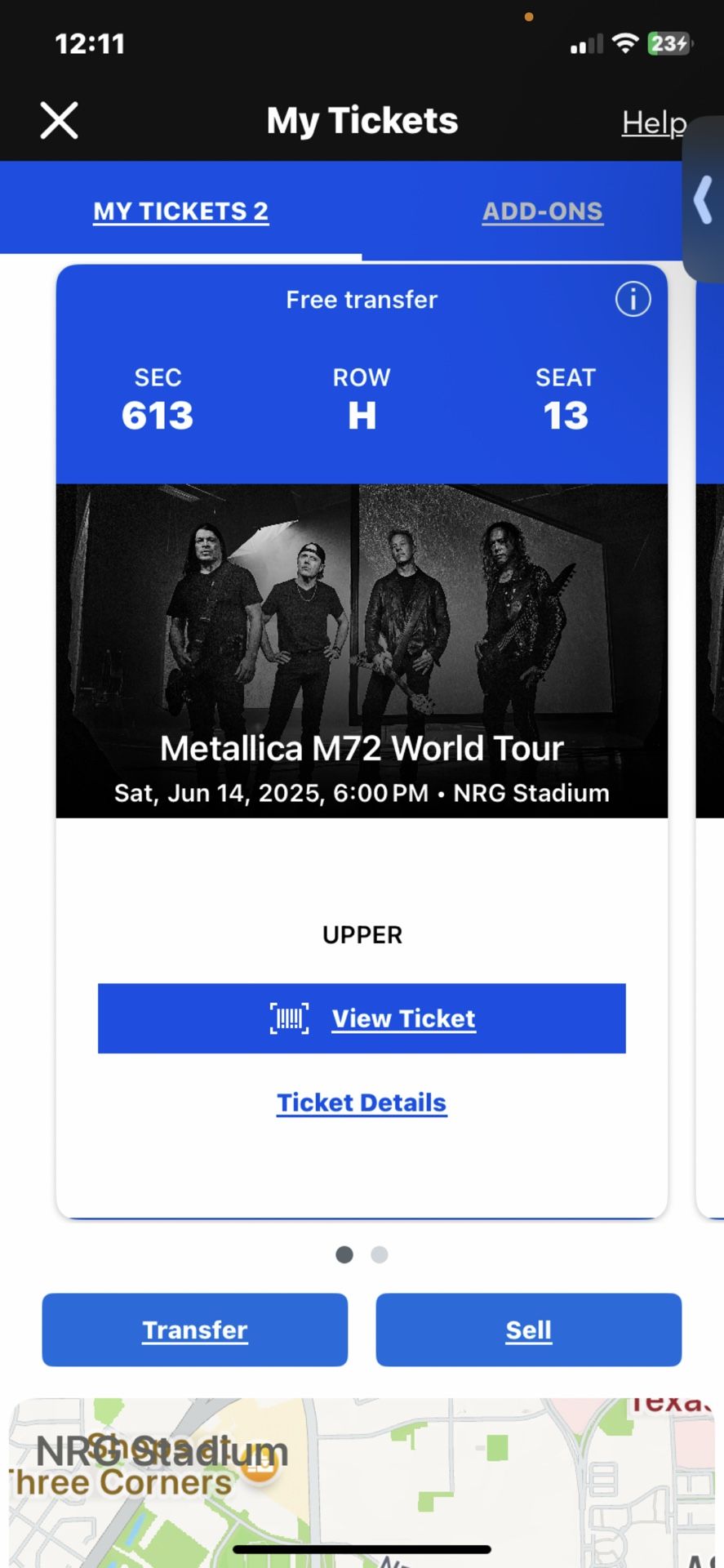 Two Metallica Tickets For Sale $400