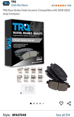 TRQ Rear Brake Pads Ceramic Compatible with 2018-2022 Jeep Compass