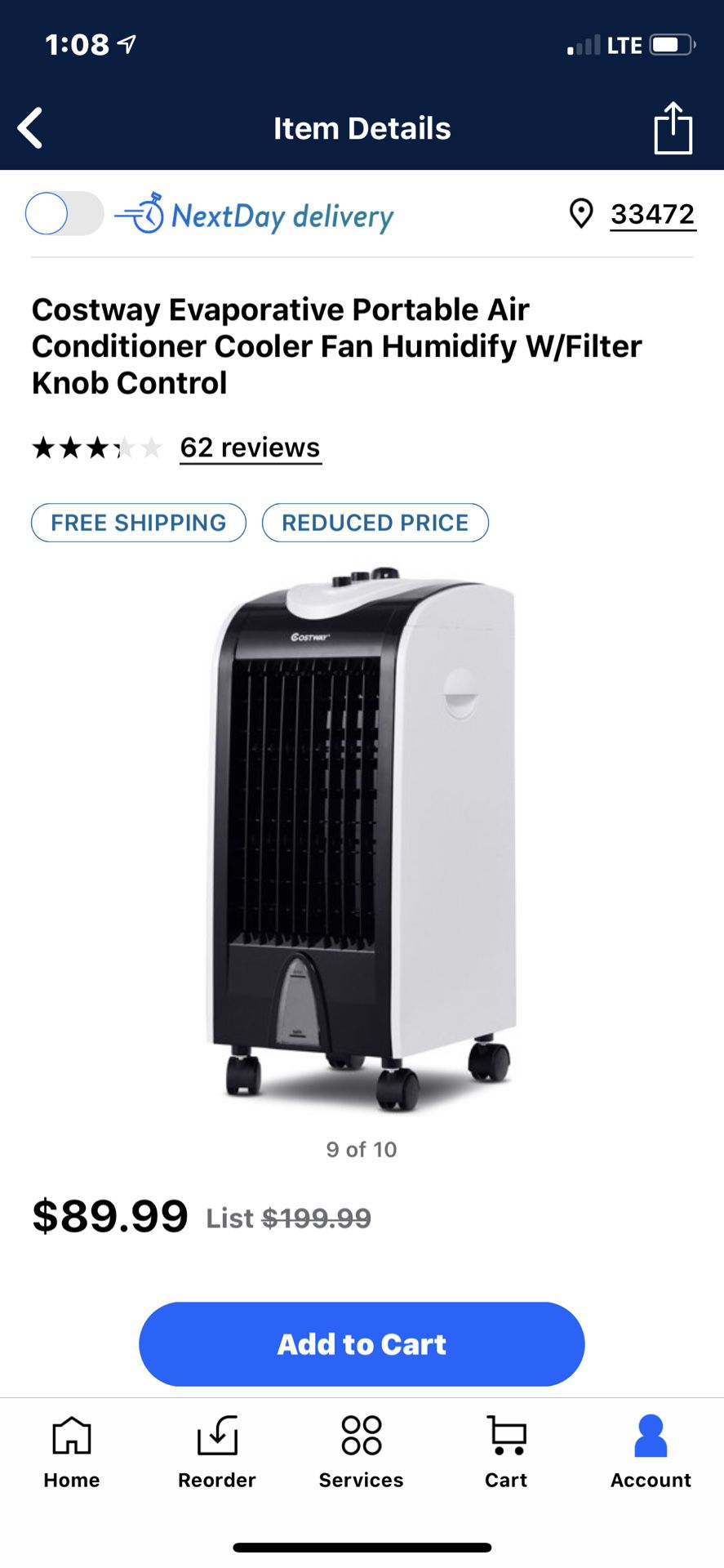 Costway evaporative portable air conditioner