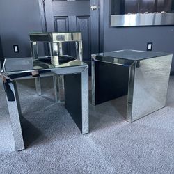Mirrored Side Tables & Tall Mirrored Table