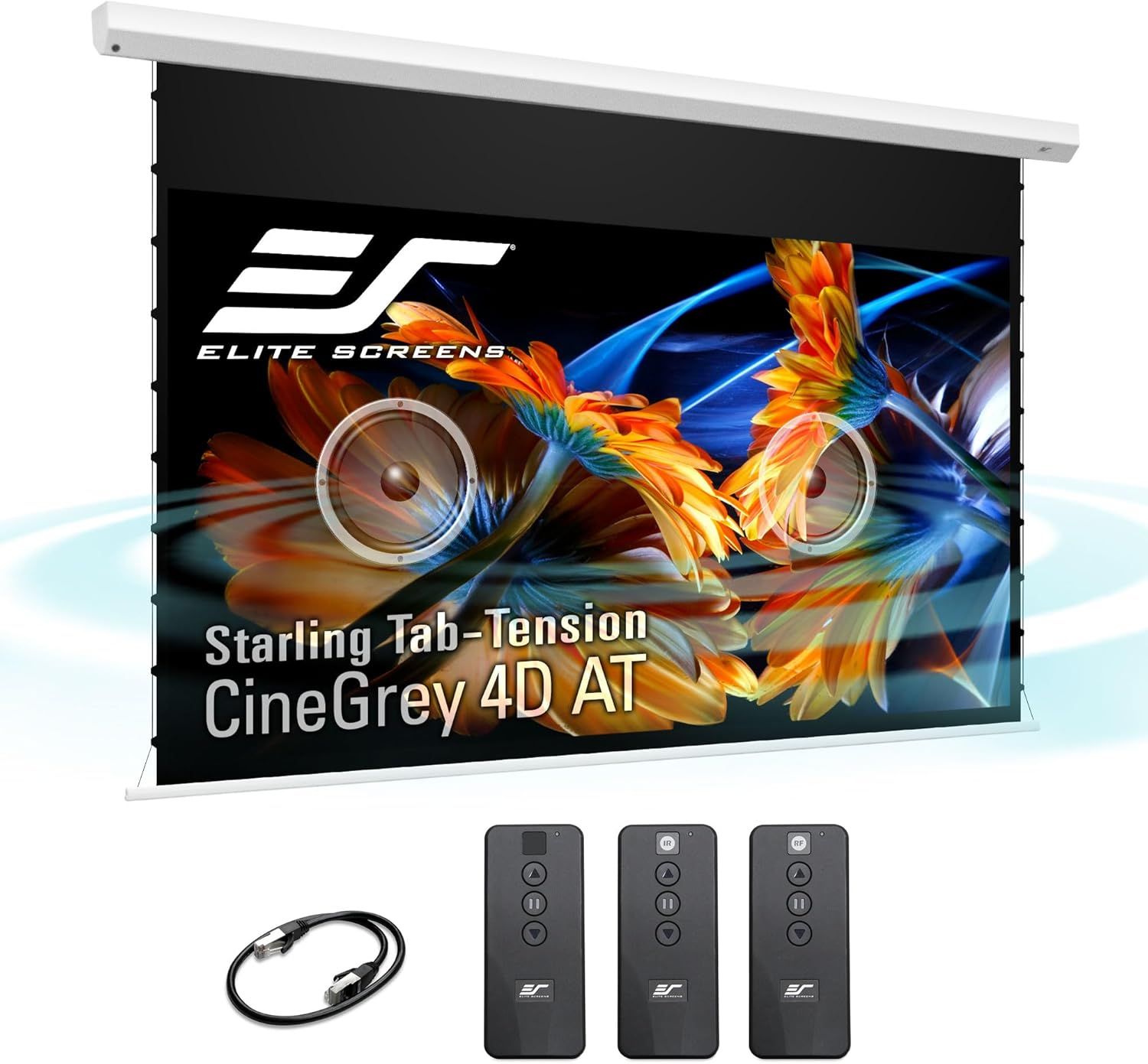 Elite Screens 125-Inch Motorized Projector Screen 16:9