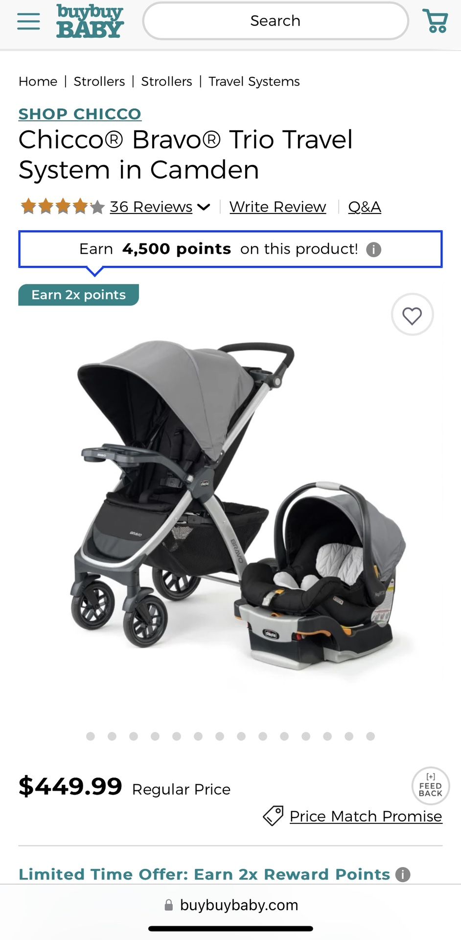 Chico Bravo Stroller System $100