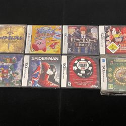 Nintendo DS Game Cartridge Lot of 8(Prof Layton Super Mario Death Note Naruto 2)