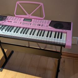 61 Key Pink Beginners Electronic Keyboard Piano