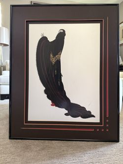 Vintage Framed Erté "Soirée" Silver Foil Art Deco Poster (1980)