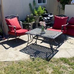 Gorgeous Patio Set Everything Included Four Cushions Two Chairs And Center Table Great Condition Clean Very Comfortable Beautiful Style And Color 