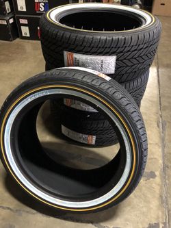 225/50R18 VOGUE Tires (White wall with Gold stripe)