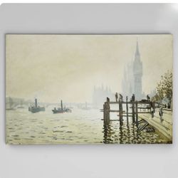" Thames Below Westminster" by Claude Monet Gallery Wrapped Premium