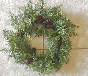 Hearth & Hand 22" Faux Cedar Christmas Wreath Pinecones Holiday