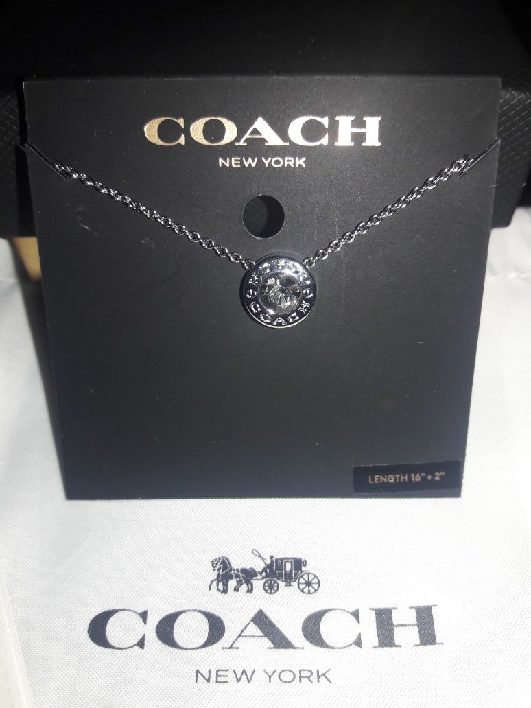 BRAND NEW COACH SILVER OPEN CIRCLE ADJUSTABLE NECKLACE $88 RETAIL