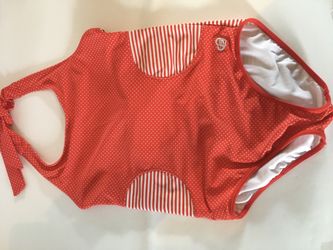 Skechers One Piece Swimsuit Striped Red With White Polka Dots Women Size 10 