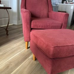 Red Arm Chair With Ottoman 