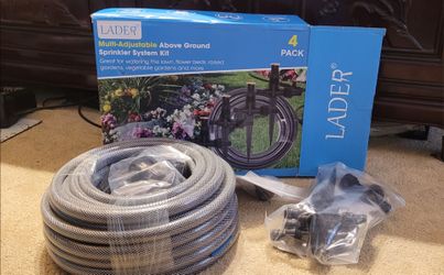 Multi-Adjustable Above Ground Sprinkler System Kit Great for watering the lawn, flower beds, raised gardens, vegetable gardens