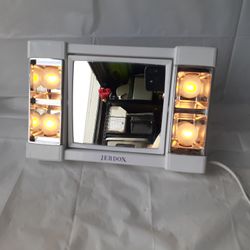 Jerdon Lighted Make Up Mirror Double Adjustable White