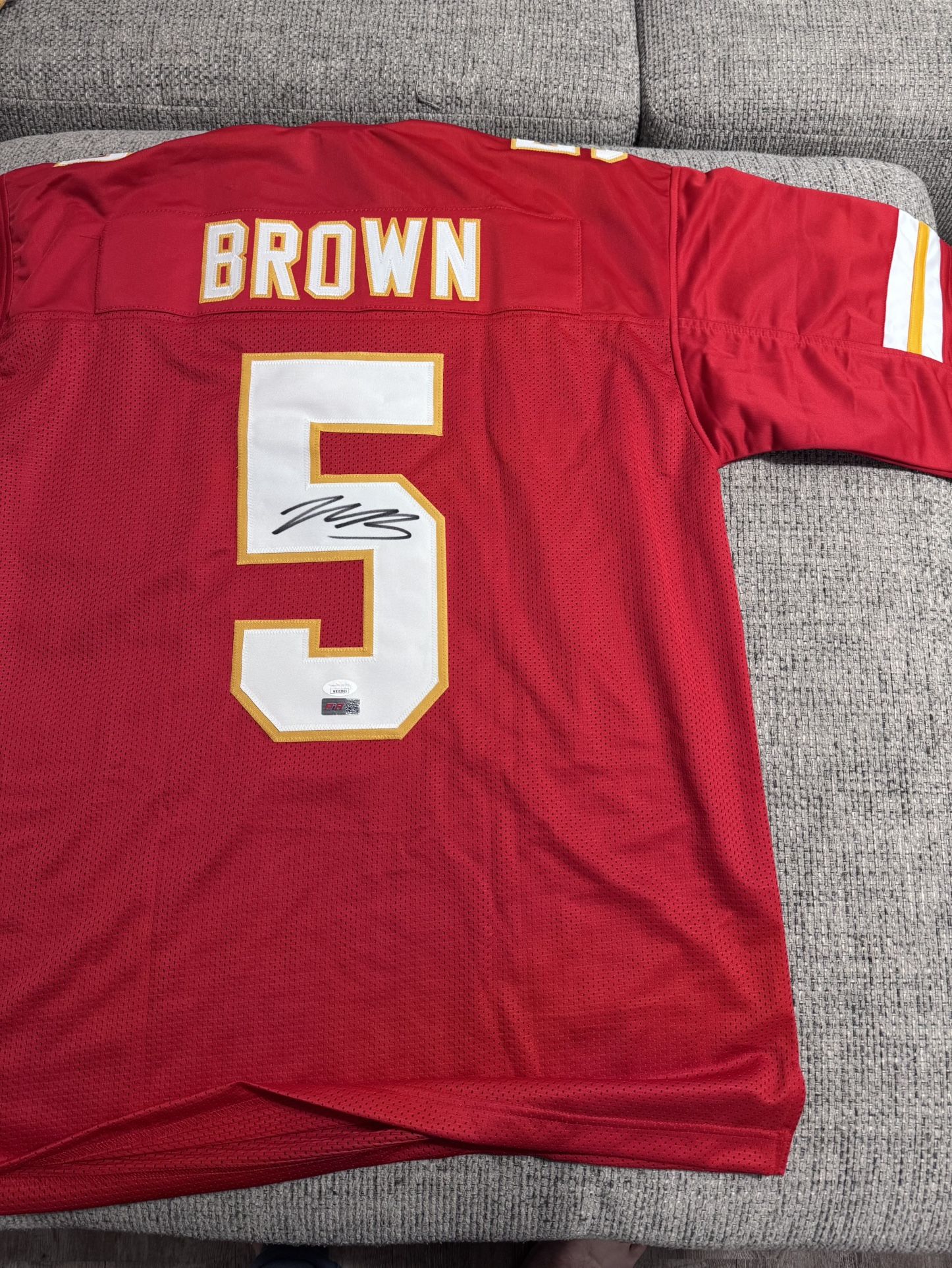 Marquis Brown Signed Autograph Custom Jersey - JSA Coa Sticker Only - KC Chiefs