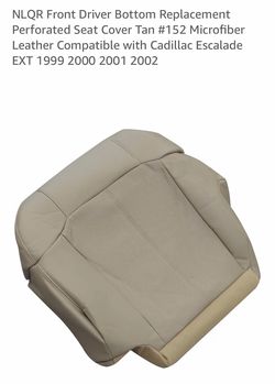 Set of (2) NLQR Front Driver Bottom Replacement Perforated Seat Covers Tan #152 Microfiber Leather Compatible with Cadillac Escalade EXT 1 200