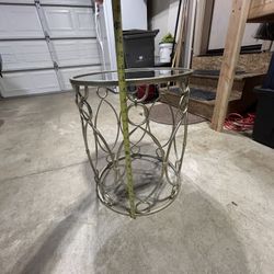 Brushed Gold Side Table with Mirrored Top